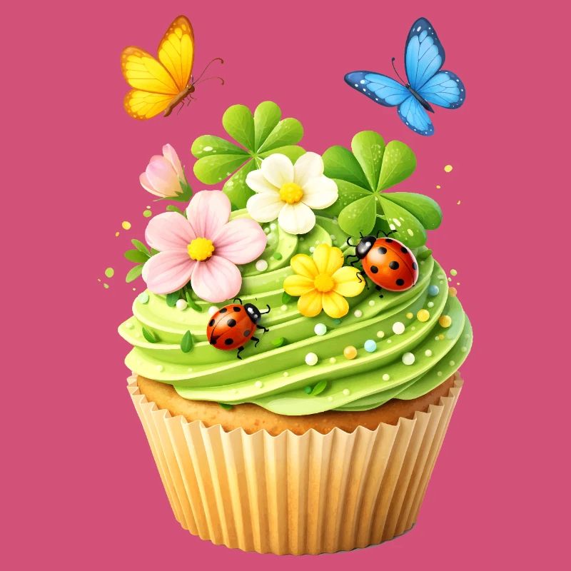 Spring cupcake with flowers