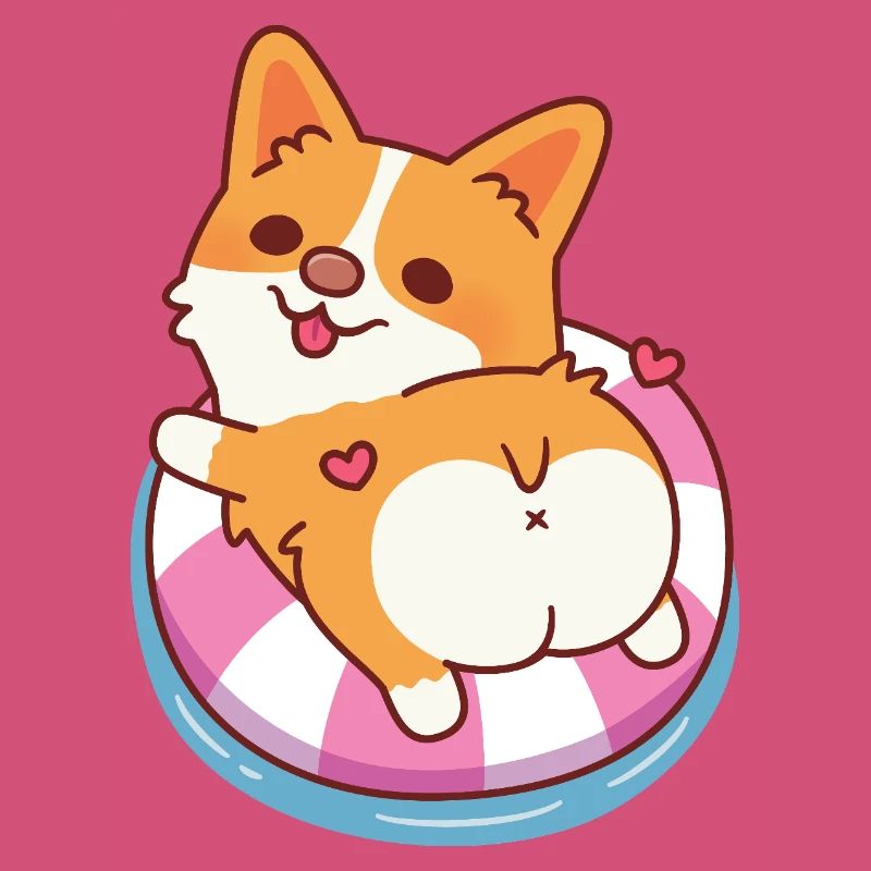Süßer Corgi entspannt im Pool-Float-Sommer