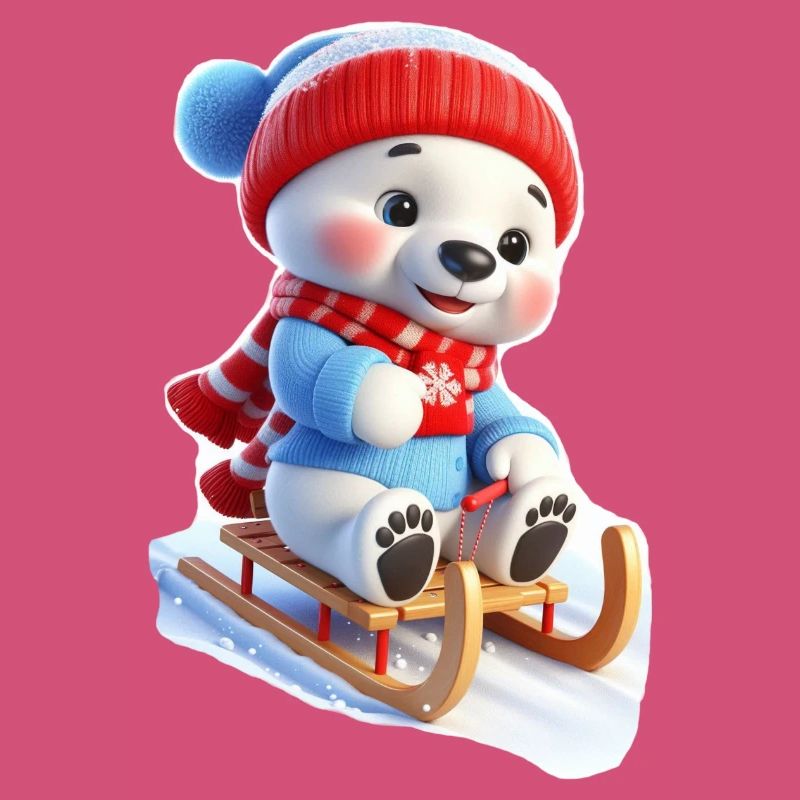 Winter bear on sled