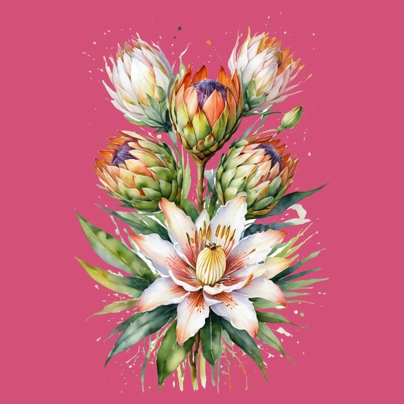 Protea Bloom Aquarelle