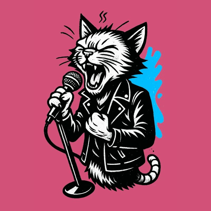 Chanteur chat avec micro
