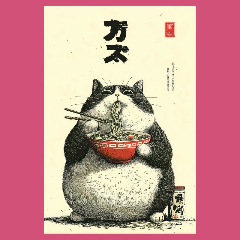 Ramen Chats Chonky Ukiyo-e