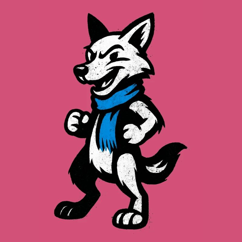 Wolfsheld mit blauem Schal