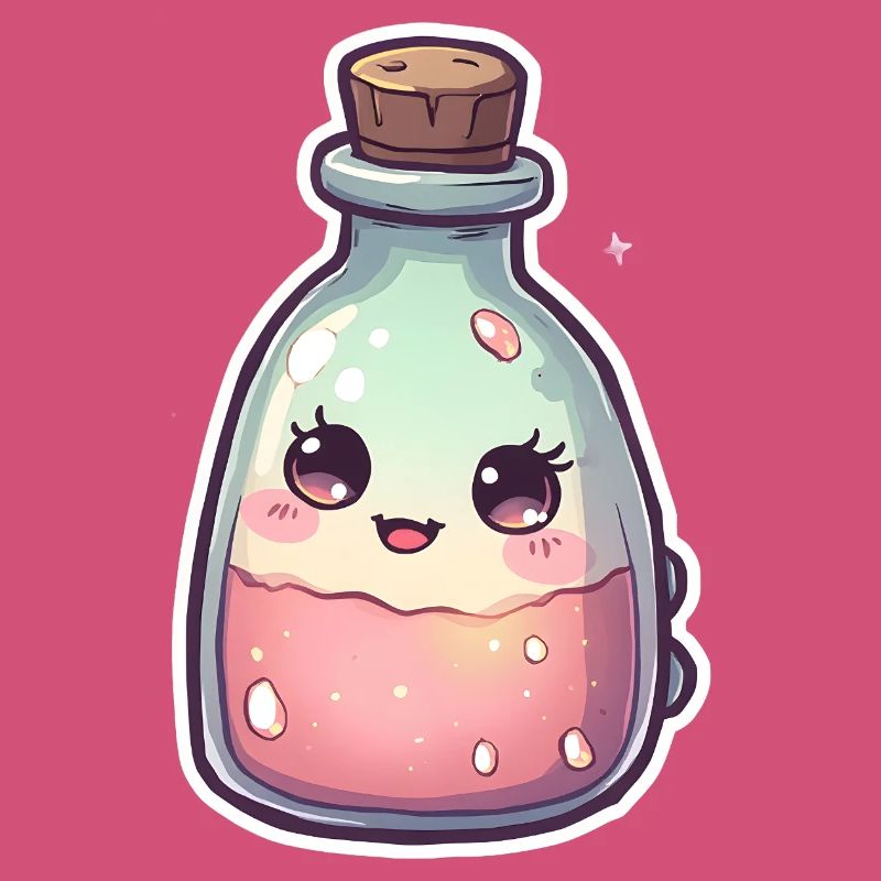 Cute kawaii cake potion bottle