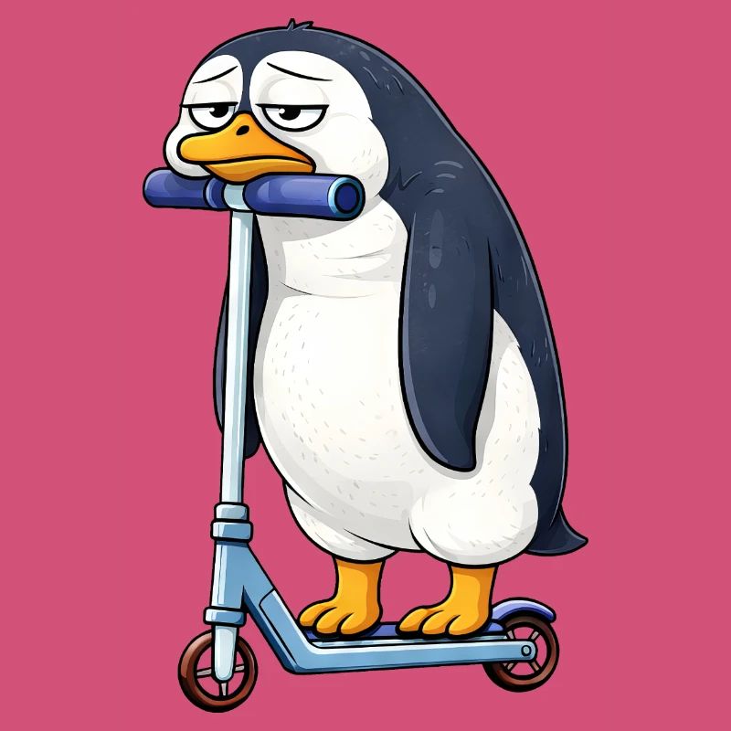 Süßer Pinguin Roller Scooter Einsam Langeweile