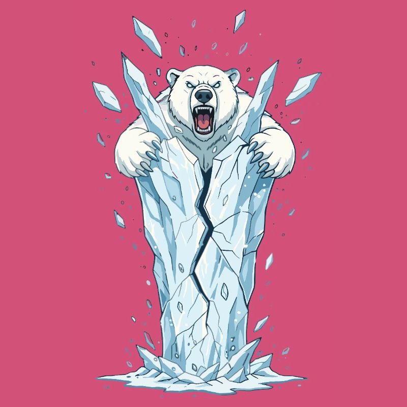 Eisbär bricht Eisblock