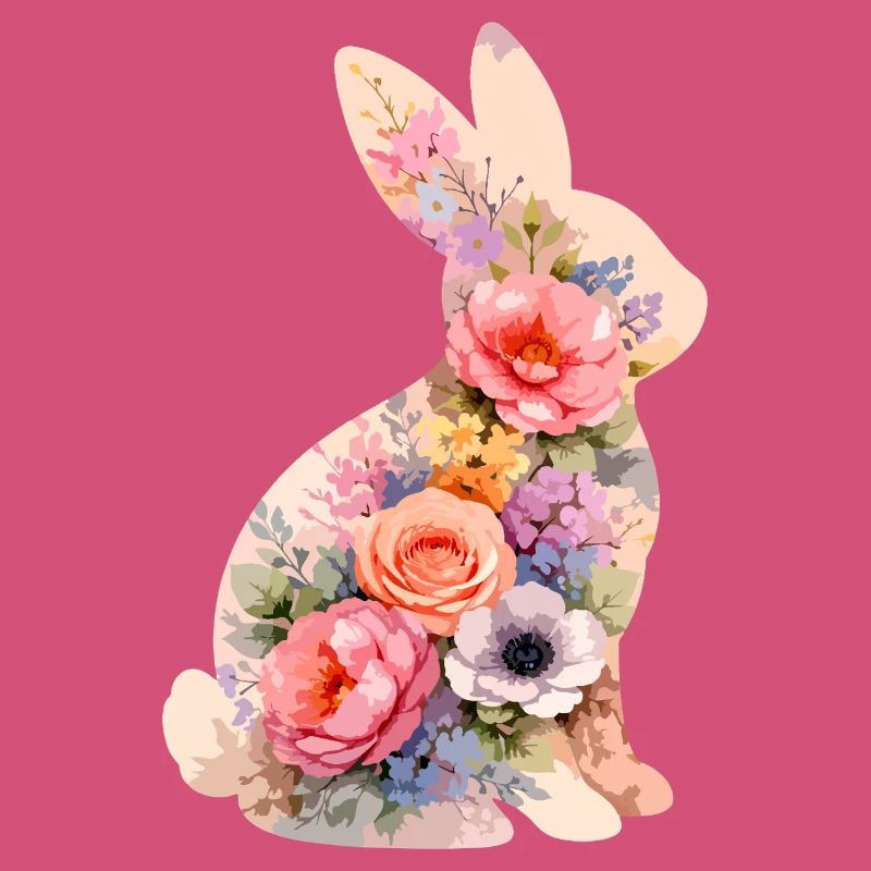 Fleurs pastel de lapins