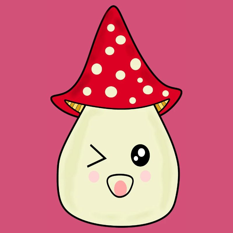 Kawaii champignon Toadstool mignon rouge avec visage