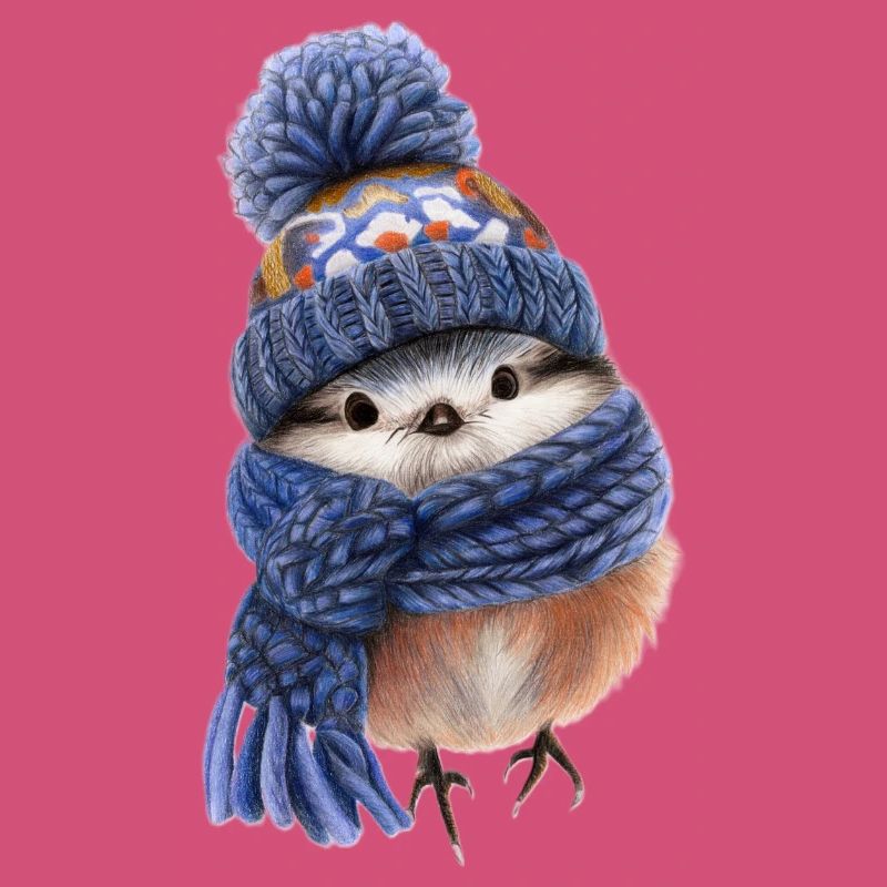 Oiseau d’hiver avec écharpe
