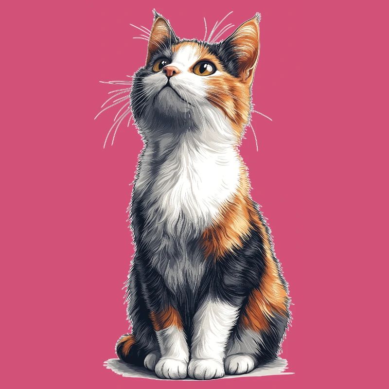 Bunte sitzende Comic Katze
