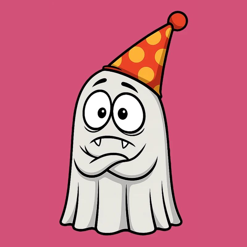 Grumpy Ghost with Party Hat