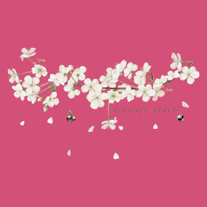 Illustration d’une branche de cerisier avec fleurs blanches