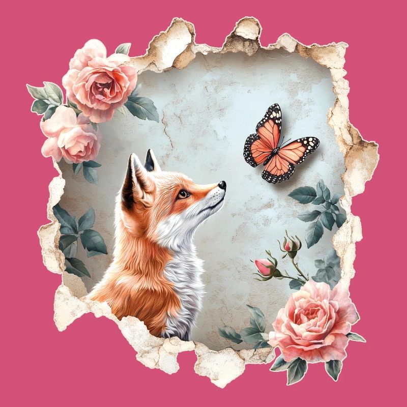 Fuchs mit Schmetterling