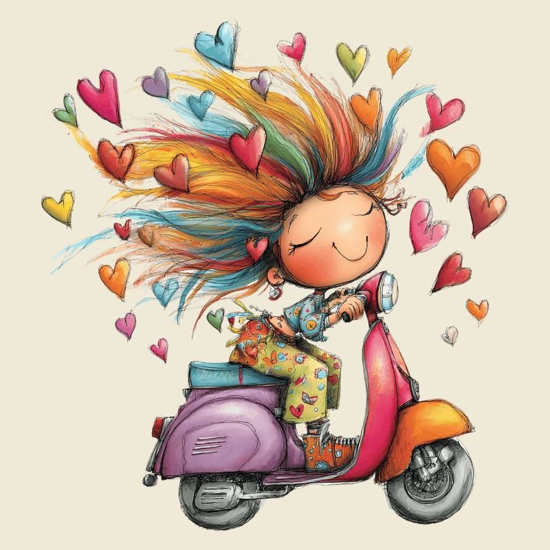 Rollerliebe - Mädchen auf Roller – bunter Sommer