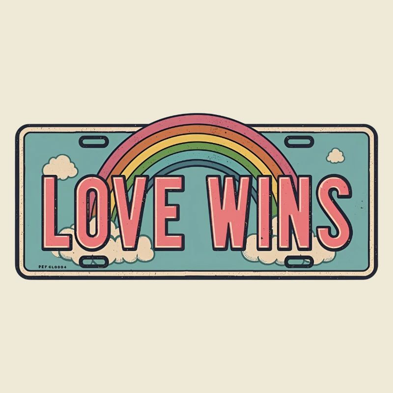 L'amour gagne – Conception de plaque d'immatriculation arc-en-ciel