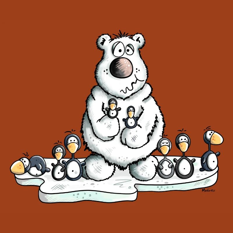 Eisbär mit Pinguinen