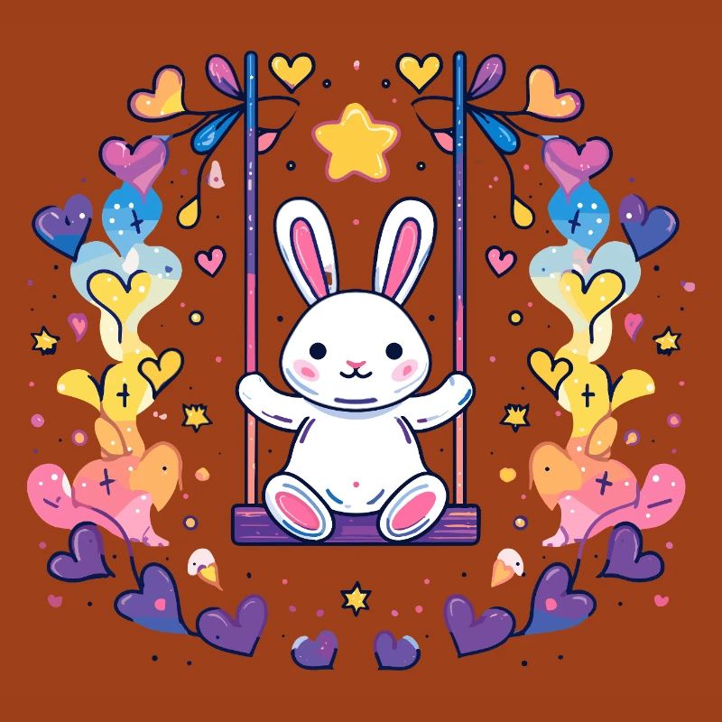 Design joyeux de balançoire de lapin