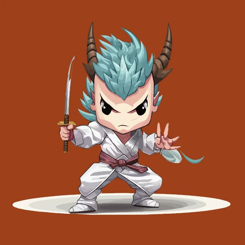 Chibi Krieger mit Katana