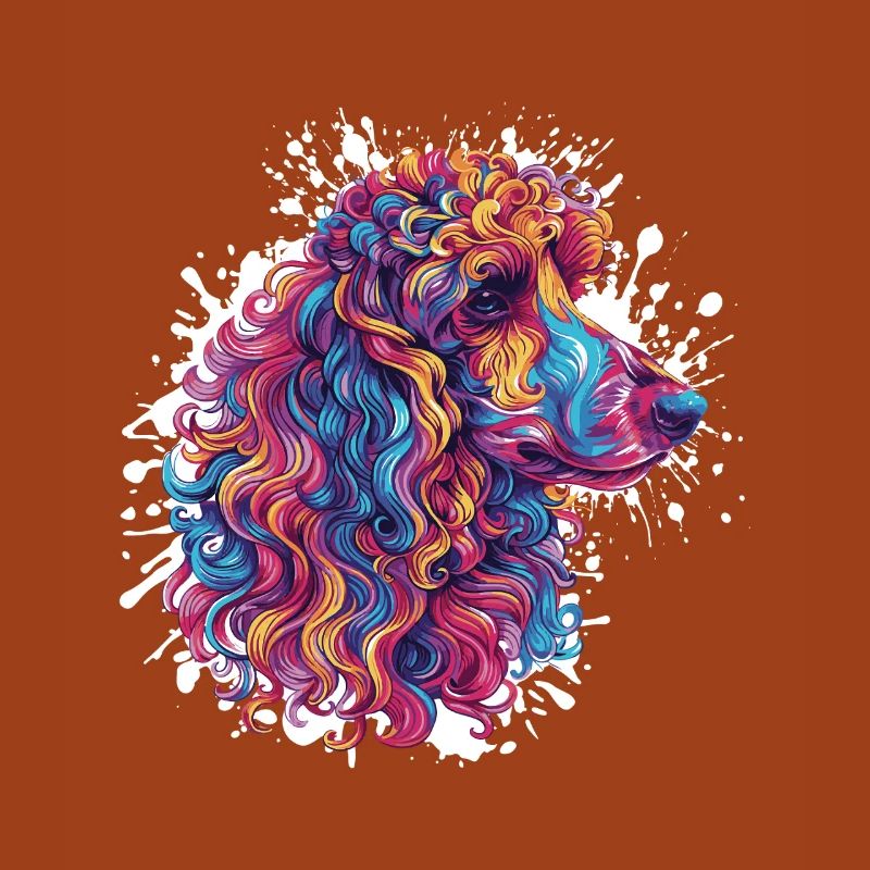 Colored Poodle Head Artwork
