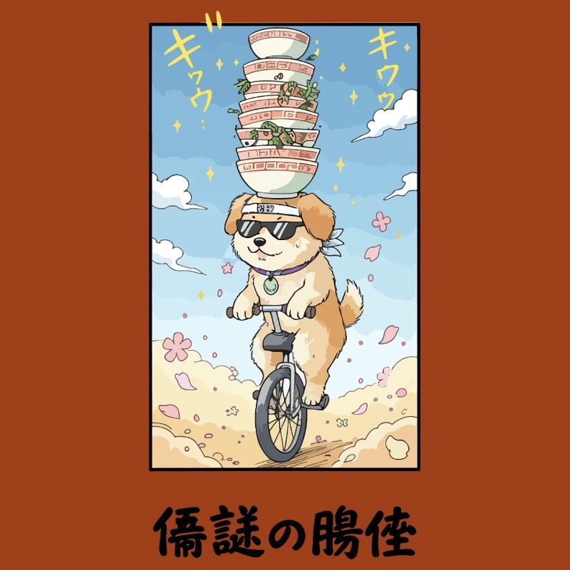 Noodle Stack Pup auf Einrad