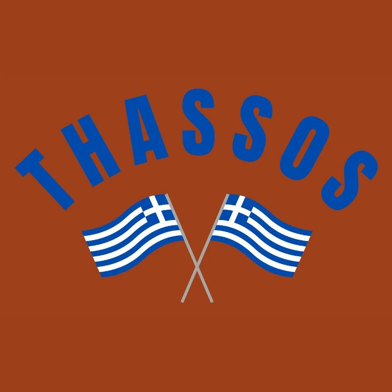 Thassos Drapeaux Grecs Croisés