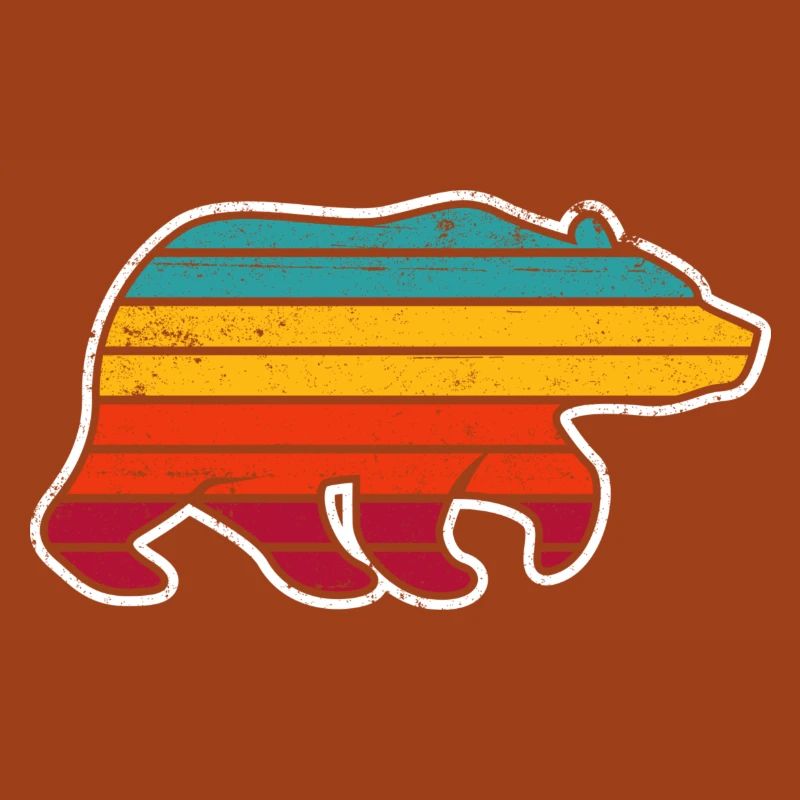 Rainbow Stripe Bear Silhouette