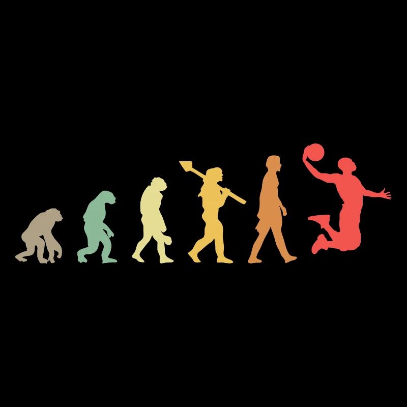 Evolution Basketball Basketballer Entwicklung Retr