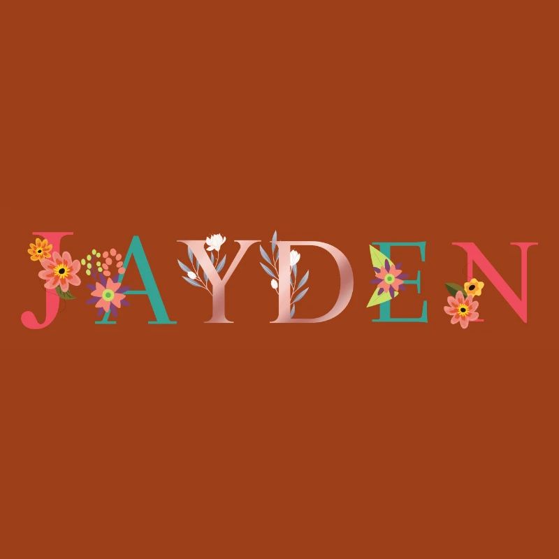 JAYDEN Prénom Art avec fleurs brodées