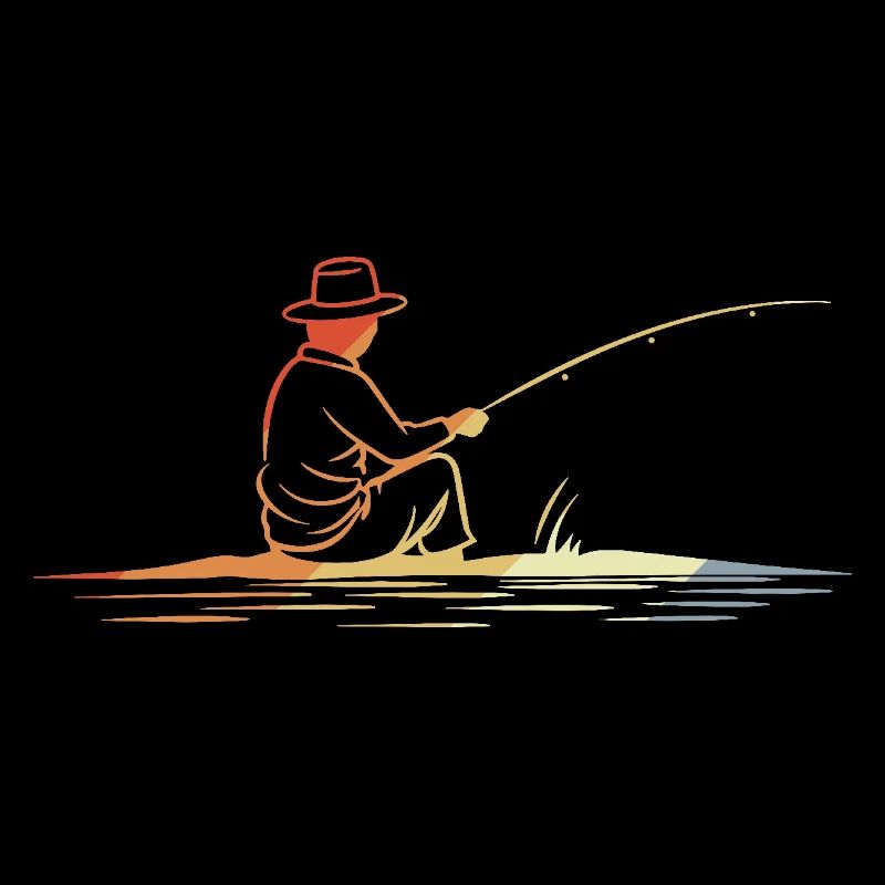 Dessin de pêcheur Look vintage