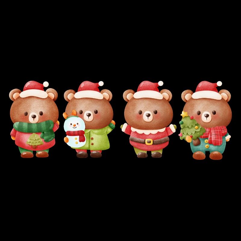 Festive Christmas Bear Quartet