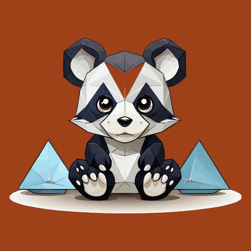 Low-Poly Panda am Eisgebirge