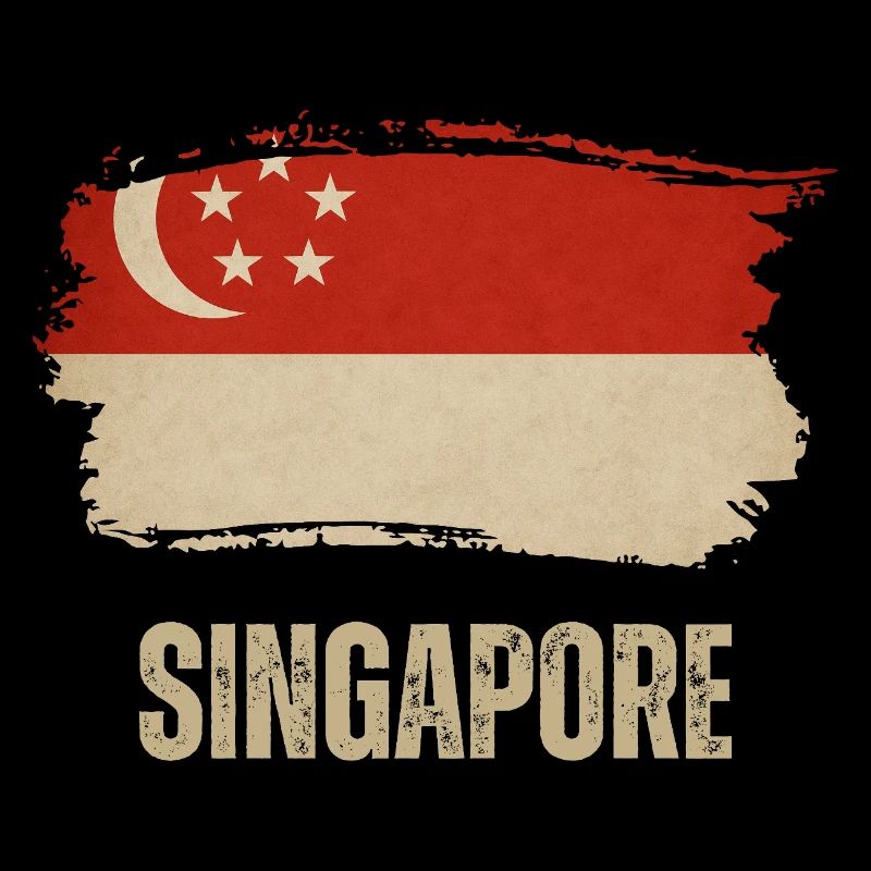 Drapeau grunge de Singapour, j’adore Singapour