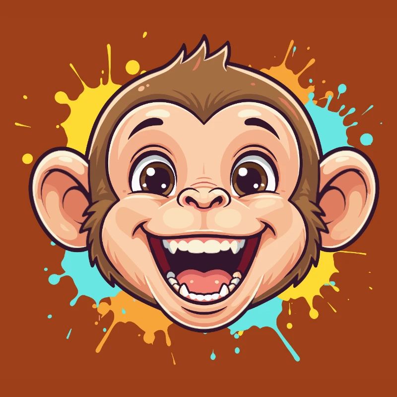 Singe joyeux avec des éclaboussures de peinture