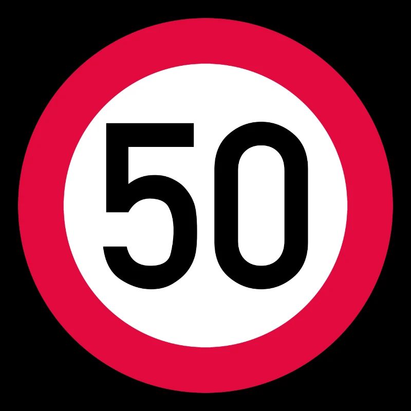50 ans Attention ! Panneau de signalisation 50 km/h