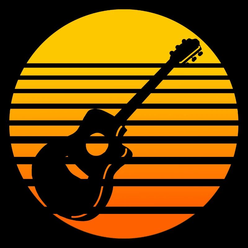 Retro sunset with guitar design