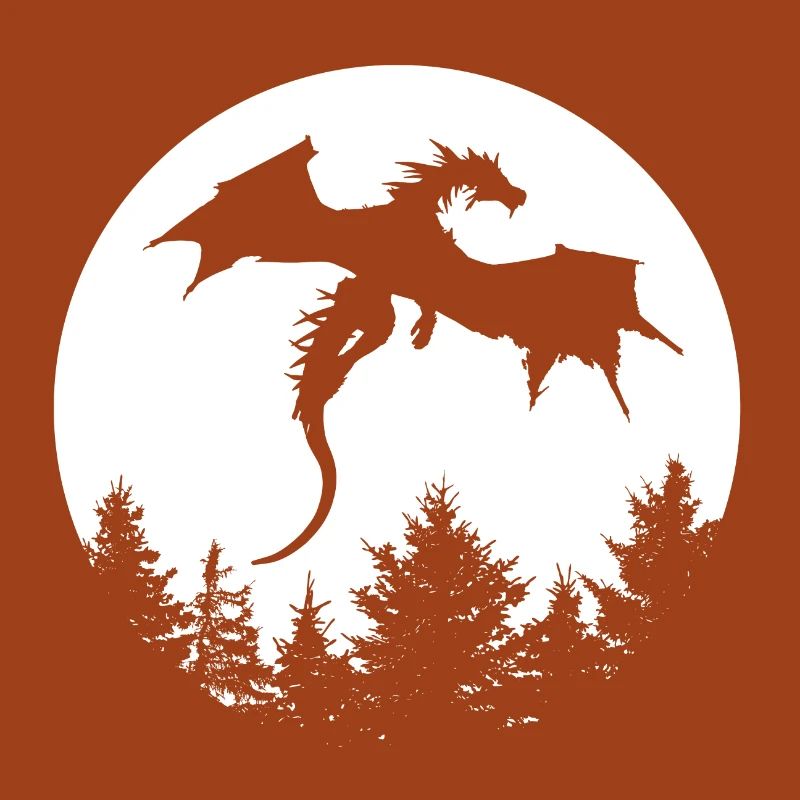 Dragon devant la lune dans une forêt