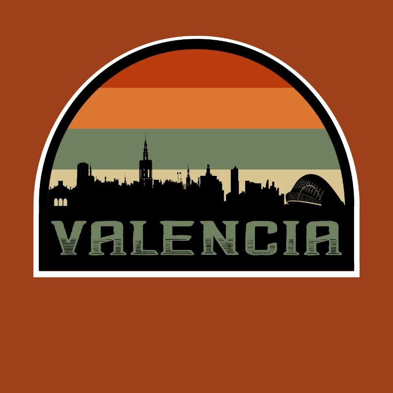 Valence Espagne Skyline Silhouette Drapeau Espagnol