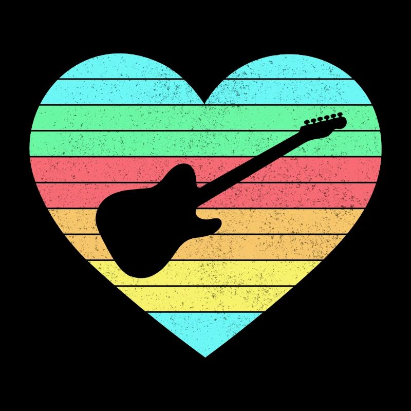 Guitars heart design with rainbow / gift