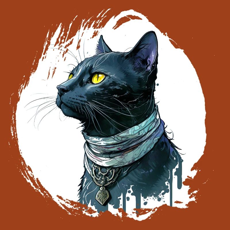 Chat noir avec éclaboussure