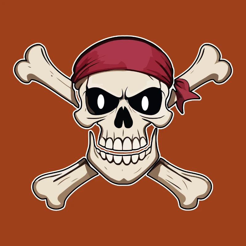 Drapeau de pirate tête de pirate crâne et os