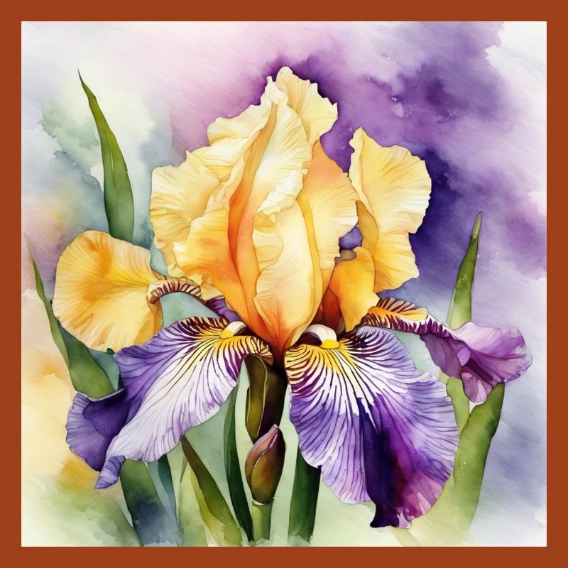 Iris iris violet orange | Conception à l’aquarelle
