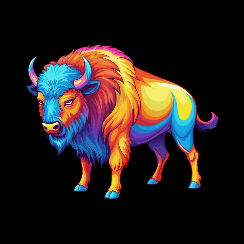 Bison Bunte Kawaii Cartoon Figur Clipart