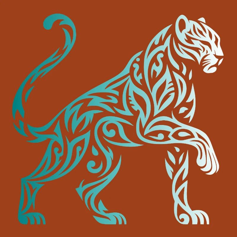 Tribal Panther Gradient Blue White