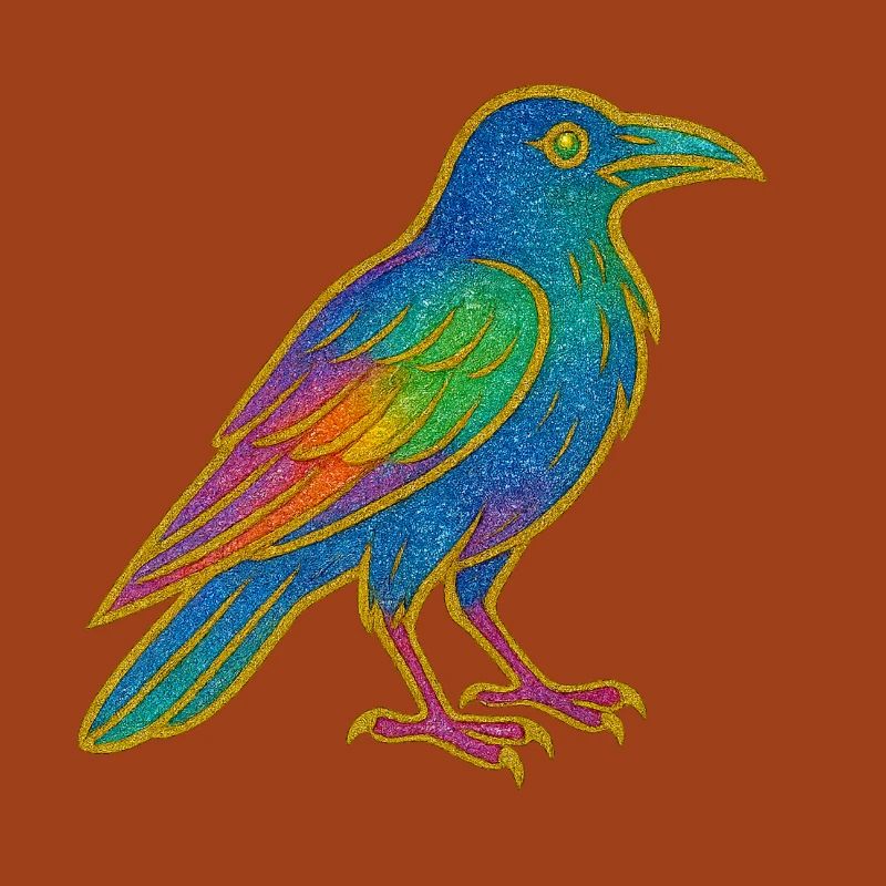 Conception de patch de corbeau arc-en-ciel