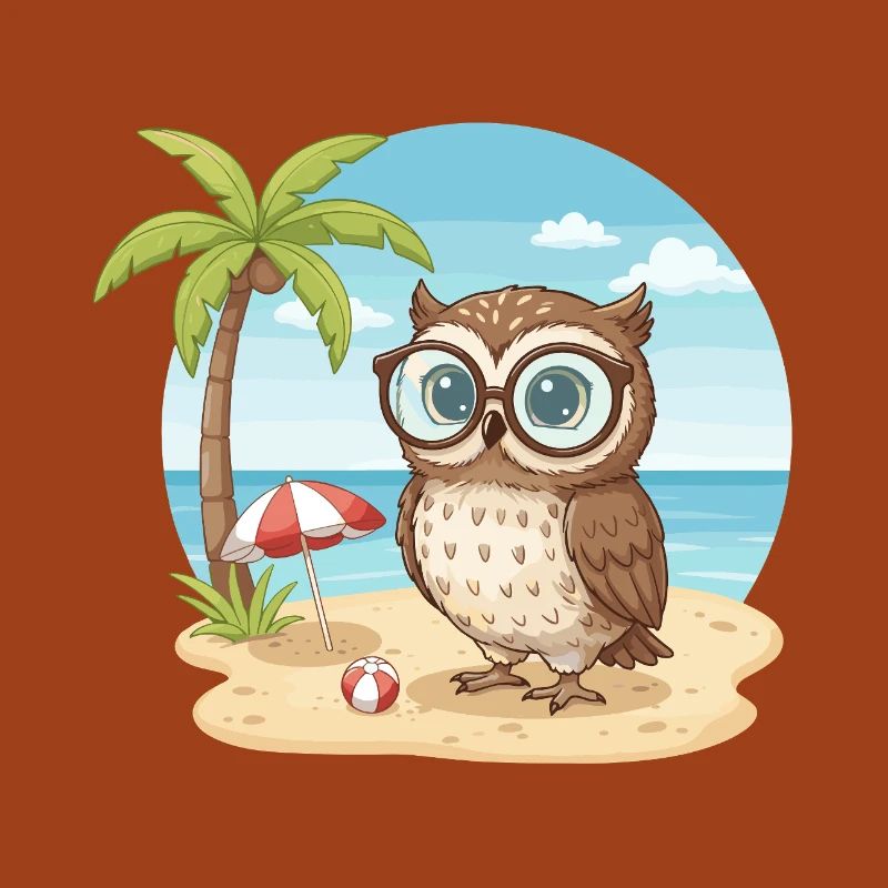 Süße Eule mit Brille Strandsommerferien