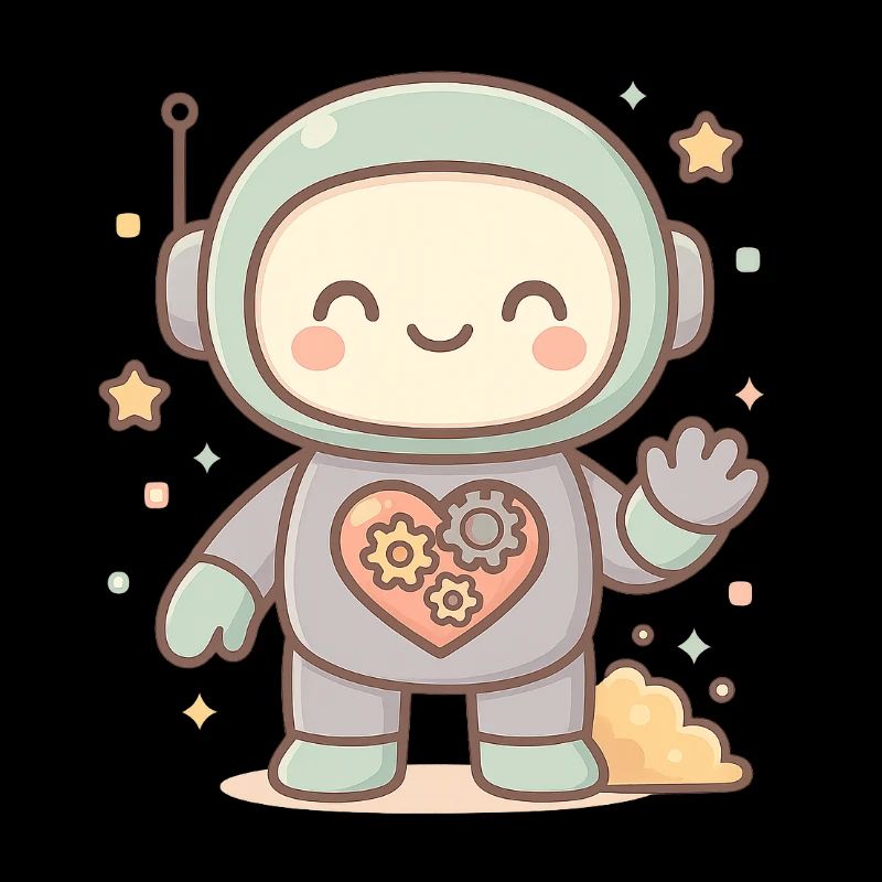 Kawaii-Roboter mit mechanischem Herzen