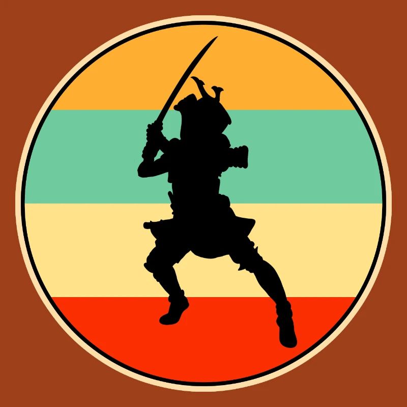 Samurai Warrior Retro Sunset Vintage-Silhouette