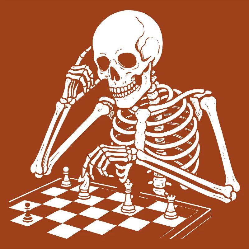 skeleton plays chess