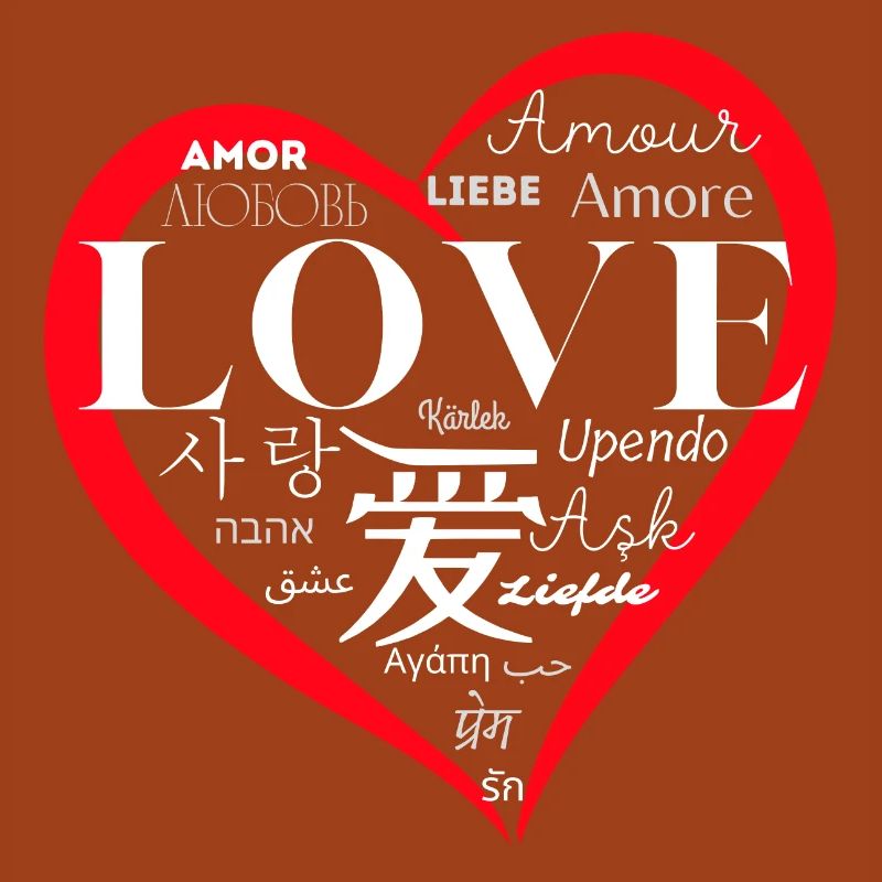 Amour mondial : conception de cœur multilingue
