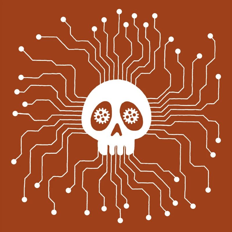 White Microprocessor Skull